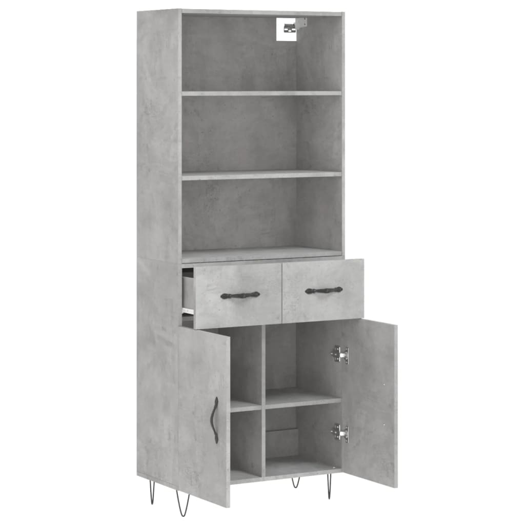 Credenza cassettiera mobile contenitore organizer cucina soggiorno salotto alto 695 x 34 x 180 cm legno ingegnerizzato grigio 02_0034601