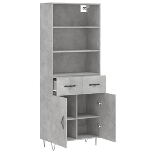Credenza cassettiera mobile contenitore organizer cucina soggiorno salotto alto 695 x 34 x 180 cm legno ingegnerizzato grigio 02_0034601