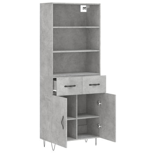 Credenza cassettiera mobile contenitore organizer cucina soggiorno salotto alto 695 x 34 x 180 cm legno ingegnerizzato grigio 02_0034601