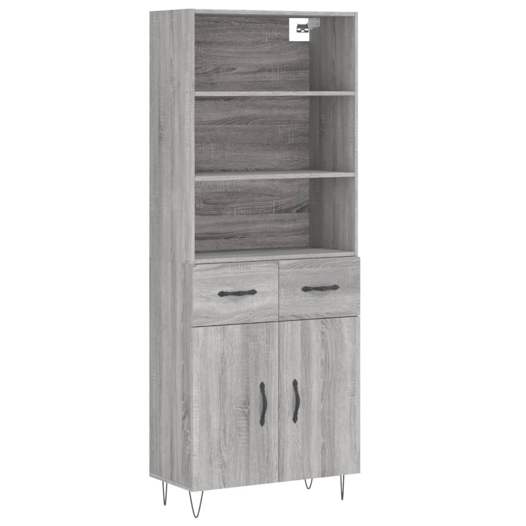 Credenza Grigio Sonoma 69,5x34x180 cm in Legno Multistrato 3200551