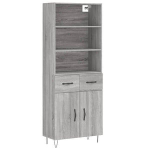 Credenza Grigio Sonoma 69,5x34x180 cm in Legno Multistrato 3200551