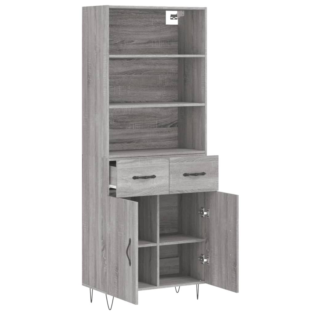 Credenza Grigio Sonoma 69,5x34x180 cm in Legno Multistrato 3200551