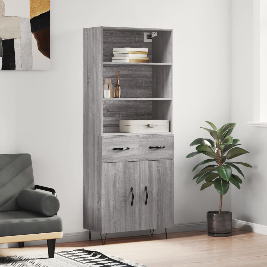 Credenza Grigio Sonoma 69,5x34x180 cm in Legno Multistrato 3200551