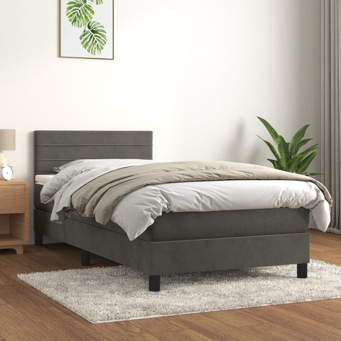 Giroletto a Molle con Materasso-Struttura Letto Grigio Scuro 90x200 cm Velluto 619127
