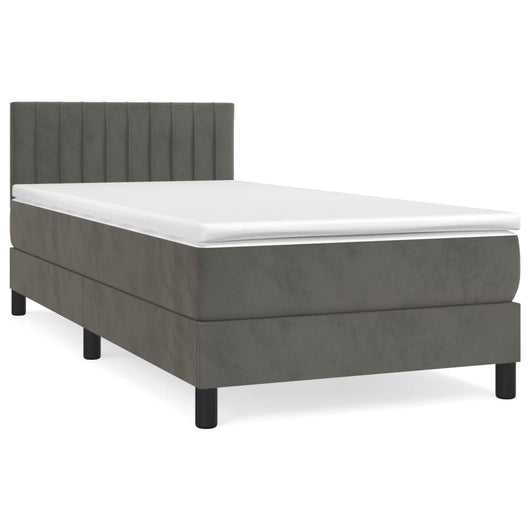 Giroletto a Molle con Materasso-Struttura Letto Grigio Scuro 90x190 cm Velluto 583957