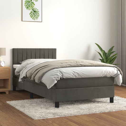 Giroletto a Molle con Materasso-Struttura Letto Grigio Scuro 90x190 cm Velluto 583957
