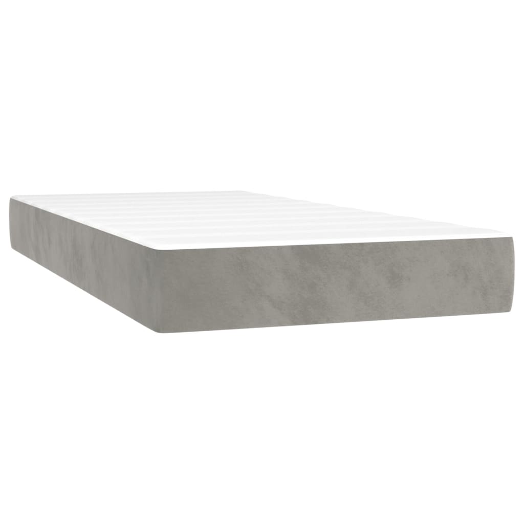 Giroletto a Molle con Materasso-Struttura Letto con Materasso Grigio Chiaro 100x200cm Velluto 829642