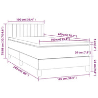 Giroletto a Molle con Materasso-Struttura Letto con Materasso Grigio Chiaro 100x200cm Velluto 829642