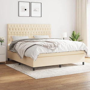 Giroletto a Molle con Materasso Crema 180x200 cm in Tessuto