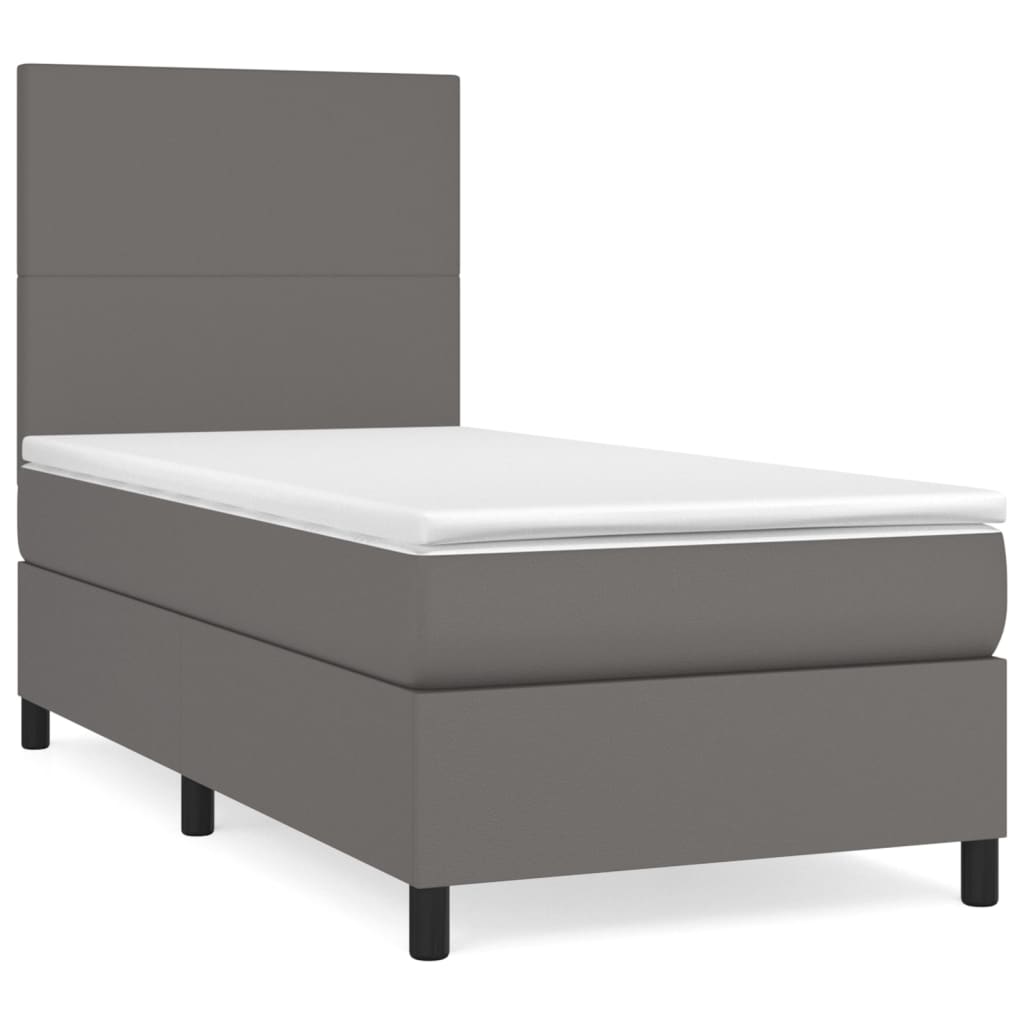 Giroletto a Molle con Materasso-Struttura Letto con Materasso Grgio 80x200 cm in Similpelle 149405