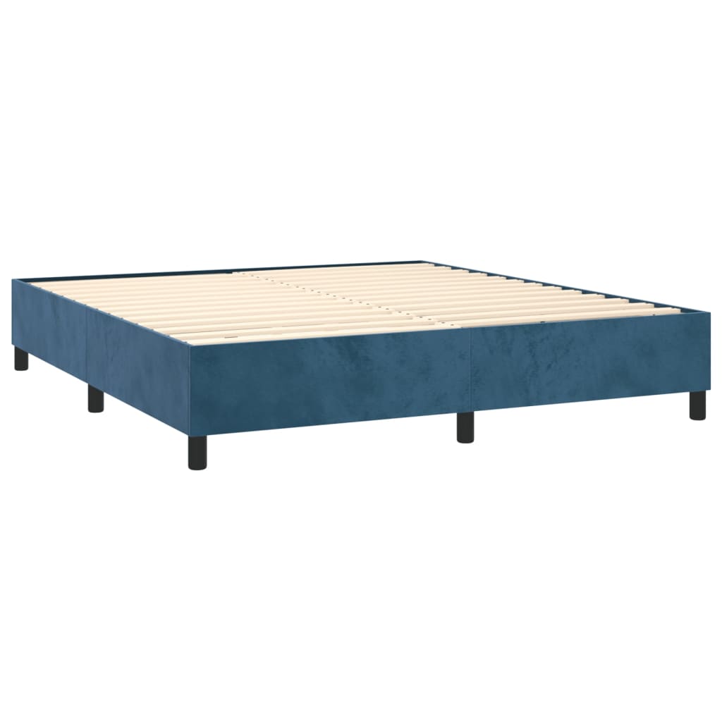 Giroletto a Molle con Materasso Blu Scuro 160x200 cm in Velluto 3142915