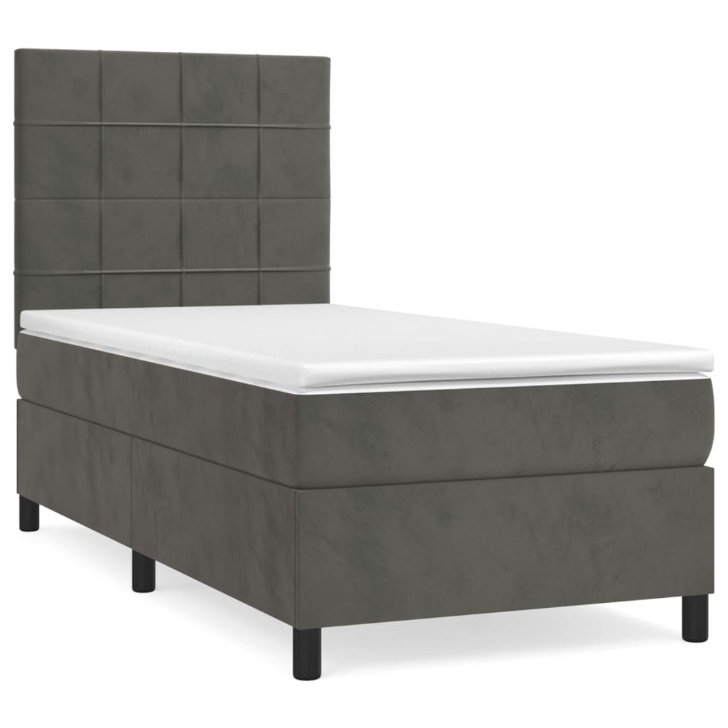 Giroletto a Molle con Materasso-Struttura Letto Grigio Scuro 80x200 cm Velluto 366247