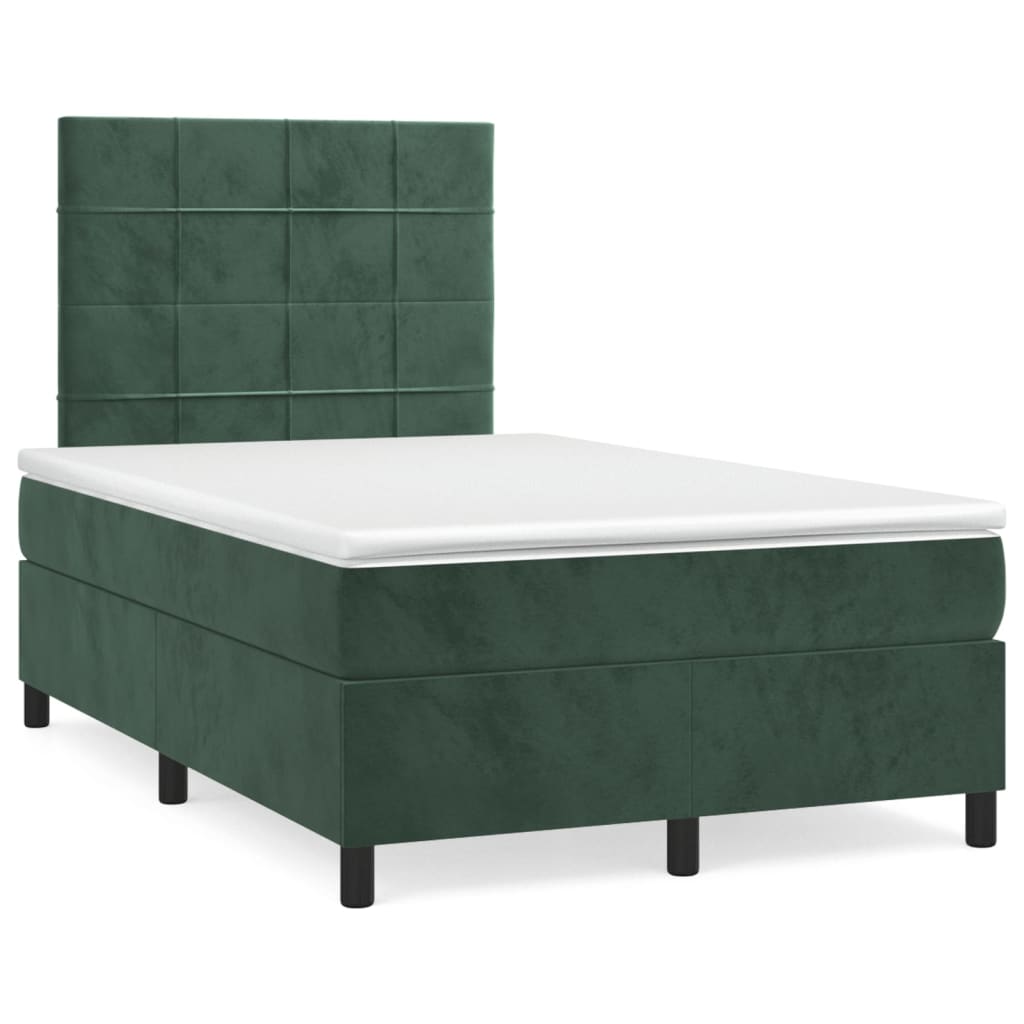 Giroletto a Molle con Materasso Verde Scuro 120x200 cm Velluto 3143016