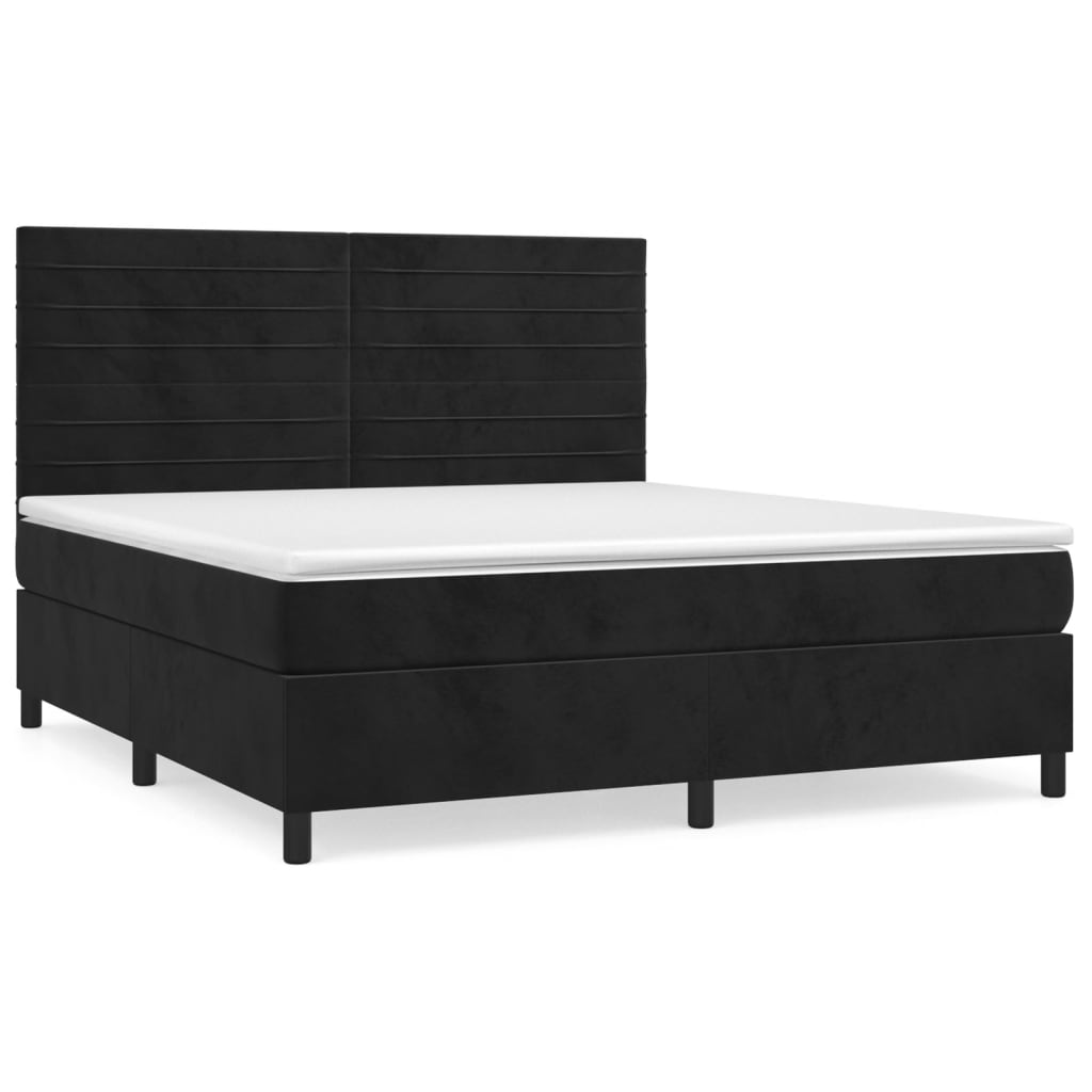 Giroletto a Molle con Materasso Nero 160x200 cm in Vellutocod mxl 75851