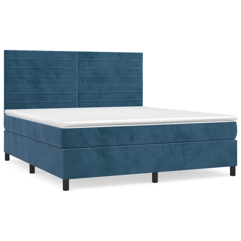 Giroletto a Molle con Materasso Blu Scuro 160x200 cm in Vellutocod mxl 123764