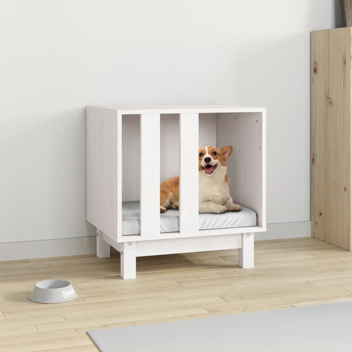 Casetta per Cani bianco 50x40x52 cm in Legno Massello di Pino 822472