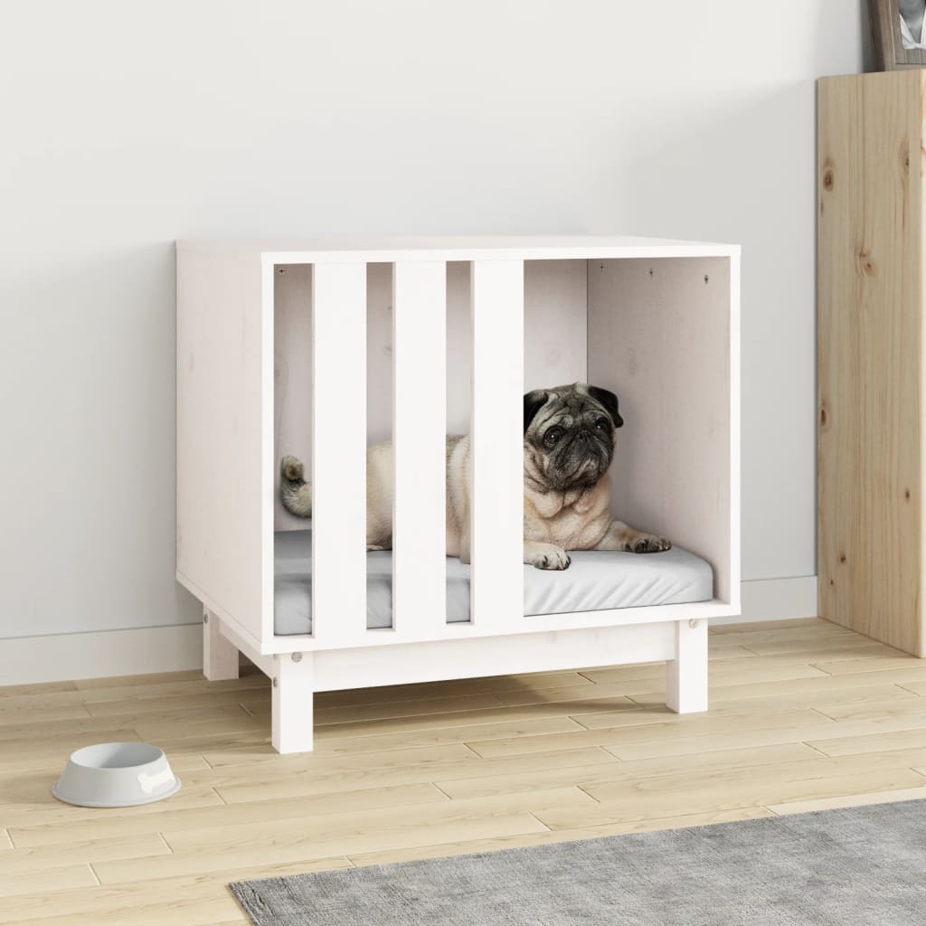 Casetta per Cani bianco 60x45x57 cm in Legno Massello di Pino 822477