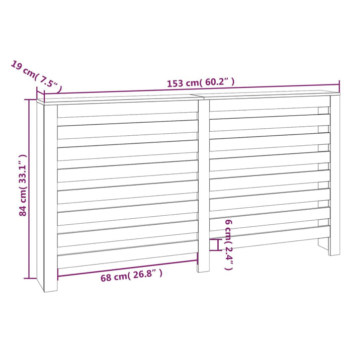 Copertura Termosifone 153x19x84 cm in Legno Massello di Pino 822601