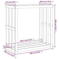 Portaceppi da Esterno Bianco 108x52x106 cm Legno Massello Pino