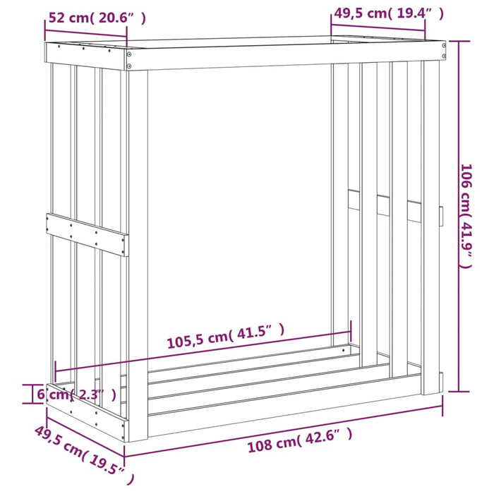 Portaceppi da Esterno Bianco 108x52x106 cm Legno Massello Pino
