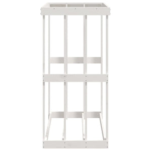 Portaceppi da Esterno Bianco 108x52x106 cm Legno Massello Pino