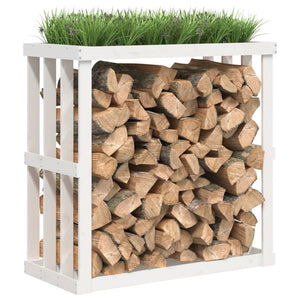 Portaceppi da Esterno Bianco 108x52x106 cm Legno Massello Pino