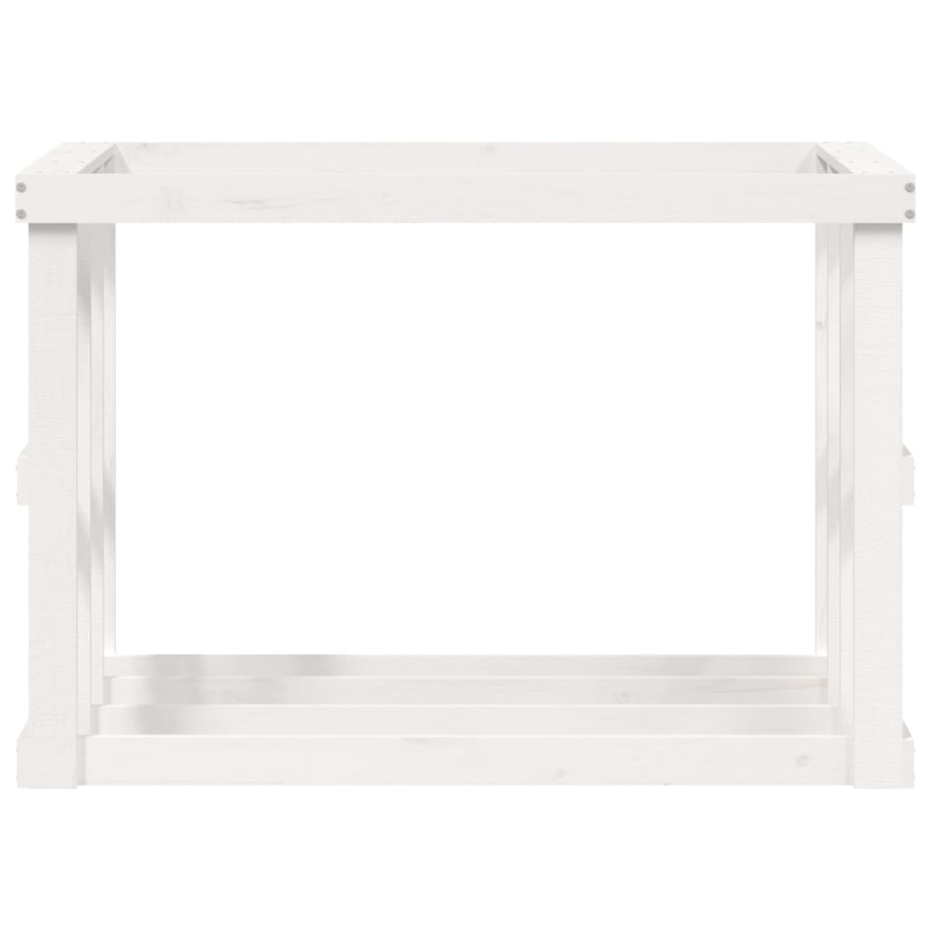 Portaceppi da Esterno Bianco 108x52x74 cm Legno Massello Pino 822632