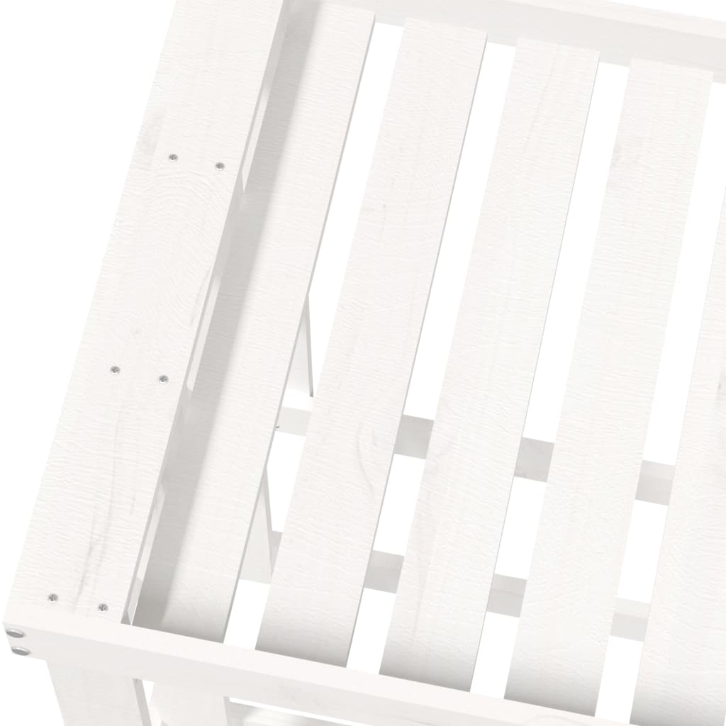 Portaceppi da Esterno Bianco 108x52x74 cm Legno Massello Pino 822632