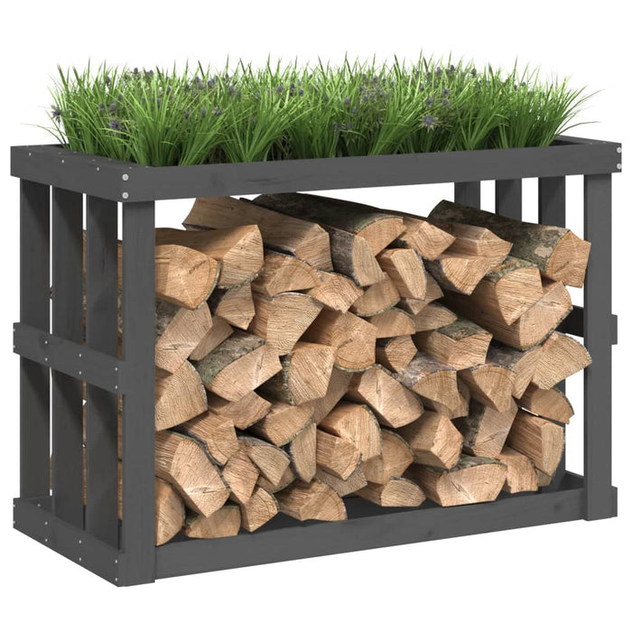 Portaceppi da Esterno grigio 108x52x74 cm Legno Massello Pino 822633