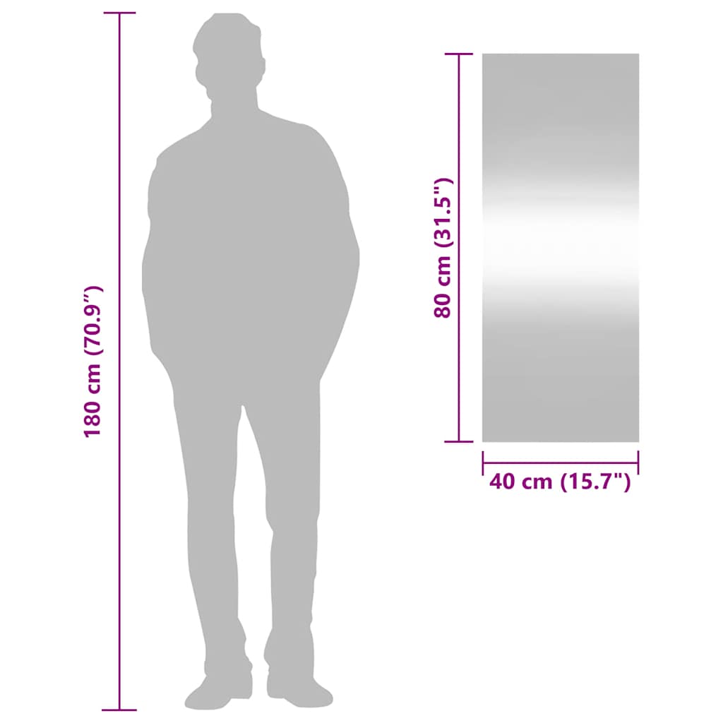 Specchio da Parete-Specchio a Muro-Specchio Decorativo 40x100 cm Vetro Rettangolare