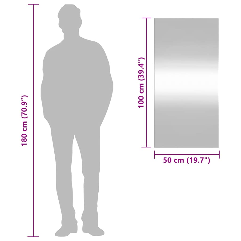 vidaXL Specchio da Parete 50x100 cm Vetro Rettangolare