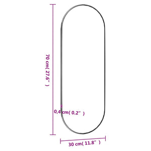 Specchio da Parete-Specchio a Muro-Specchio Decorativo 30x70 cm Vetro Ovale