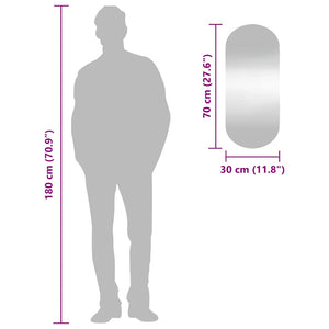 Specchio da Parete-Specchio a Muro-Specchio Decorativo 30x70 cm Vetro Ovale