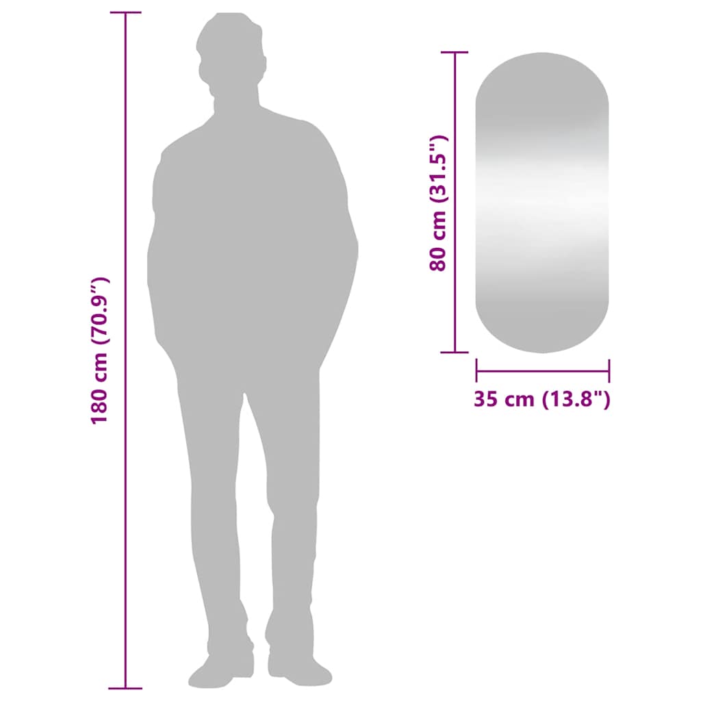 Specchio da Parete 35x80 cm Vetro Ovale 350456