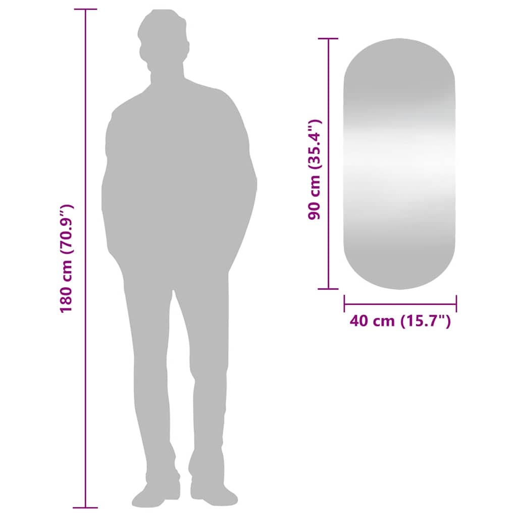 Specchio da Parete-Specchio a muro 40x90 cm Vetro Ovale