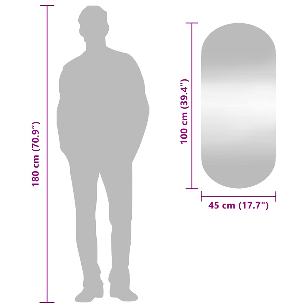 Specchio da Parete 45x100 cm Vetro Ovale