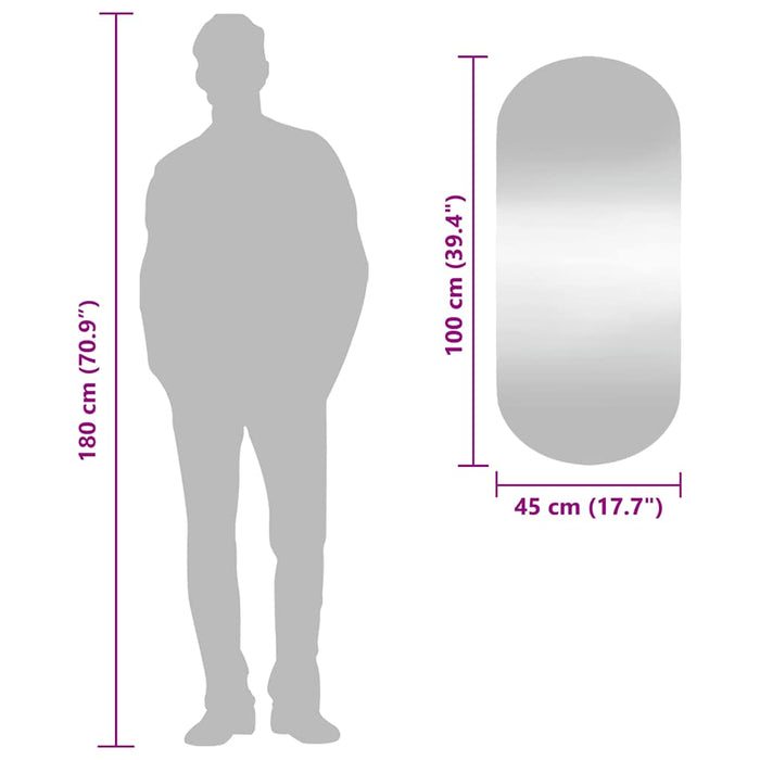 Specchio da Parete 45x100 cm Vetro Ovale