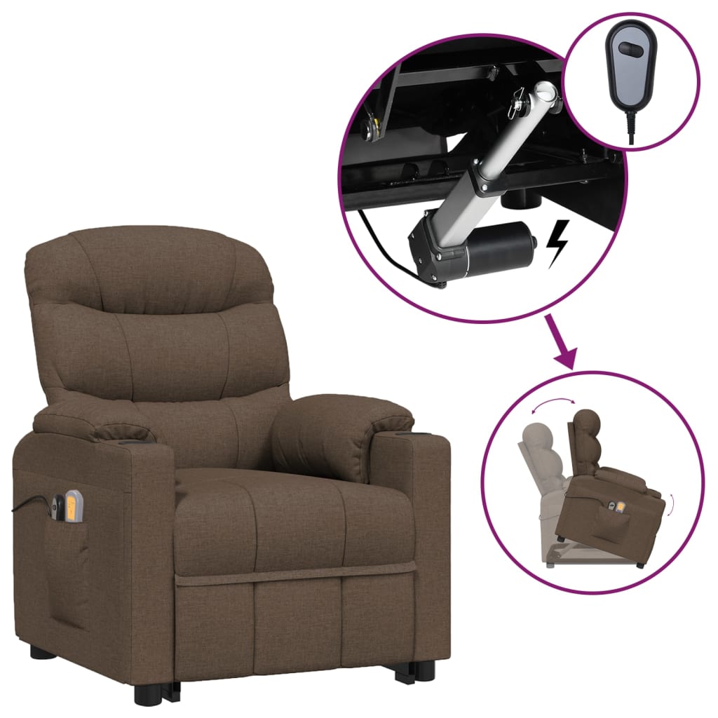 Poltrona Alzapersona Massaggiante Marrone Tessuto 3143545