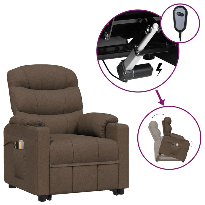 Poltrona Alzapersona Massaggiante Marrone Tessuto 3143545