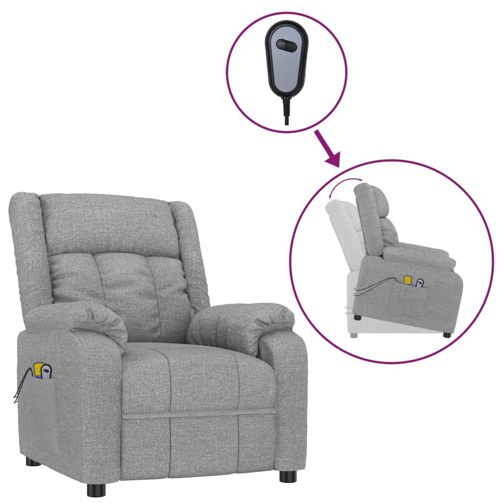 Poltrona Alzapersona Massaggiante Grigio Chiaro Tessuto 3143617