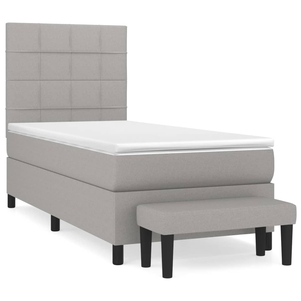 Giroletto a Molle con Materasso Grigio Chiaro 90x190 cm Tessuto 3136557