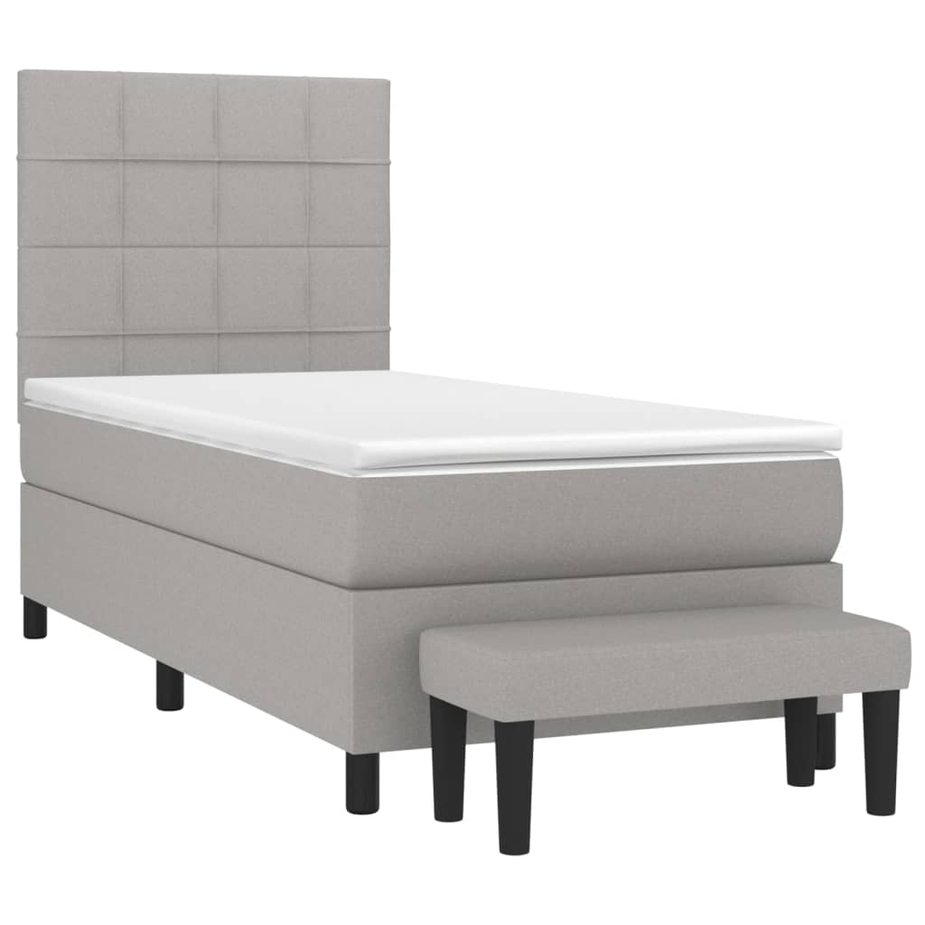 Giroletto a Molle con Materasso Grigio Chiaro 90x190 cm Tessuto 3136557