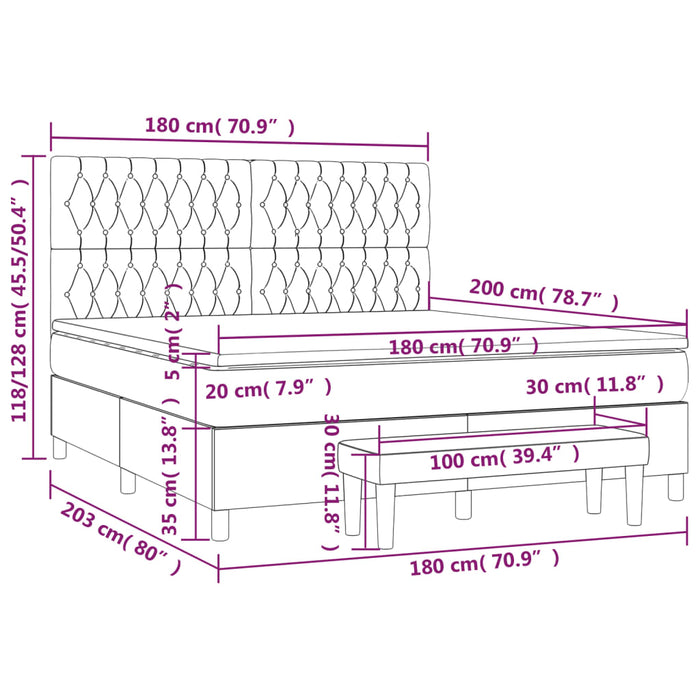Giroletto a Molle con Materasso Tortora 180x200 cm in Tessuto