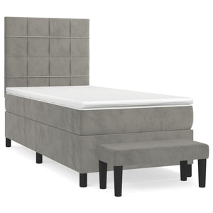 Giroletto a Molle con Materasso-Struttura Letto Grigio Chiaro 90x200 cm Velluto 253888