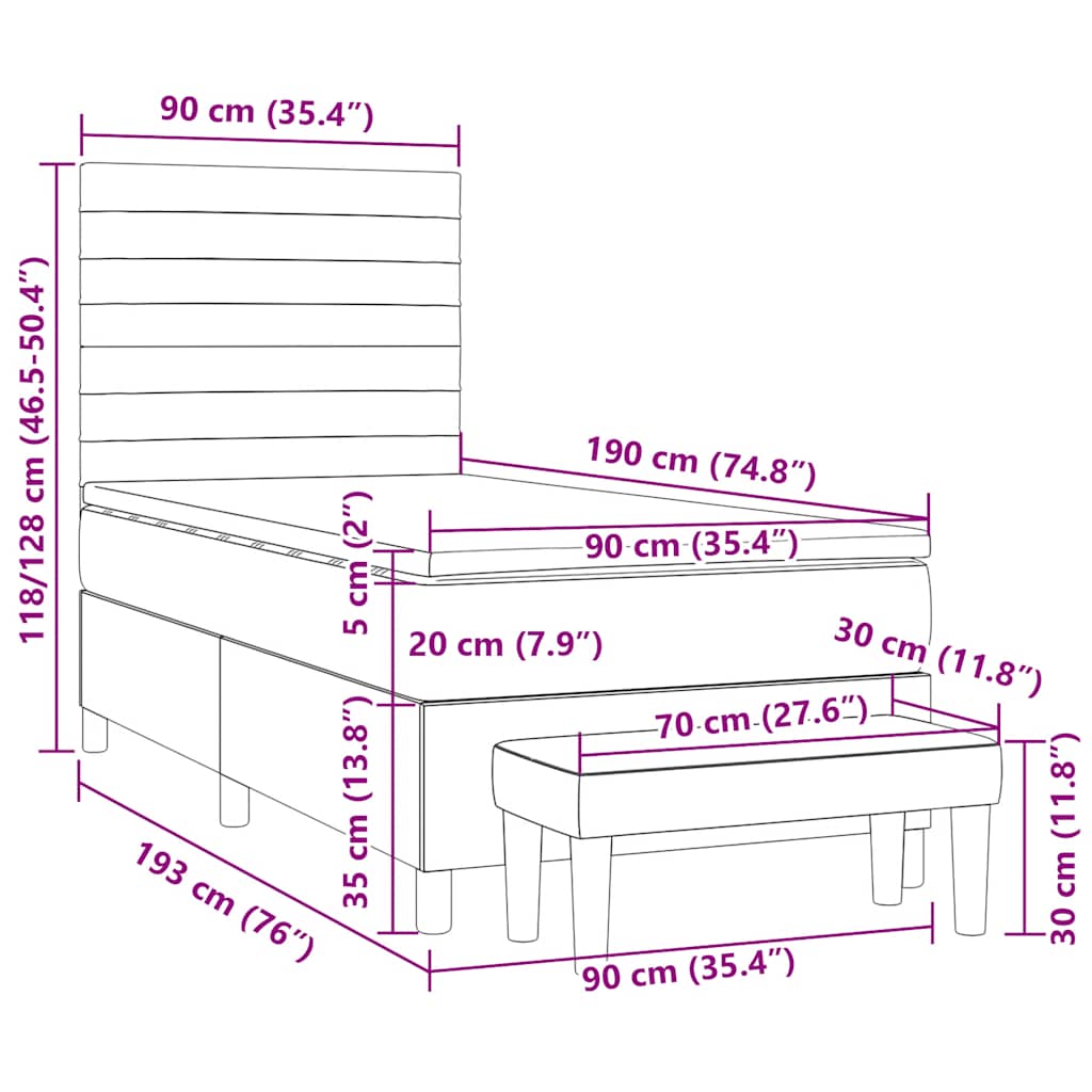 Giroletto a Molle con Materasso Verde Scuro 90x190 cm Velluto 3137878