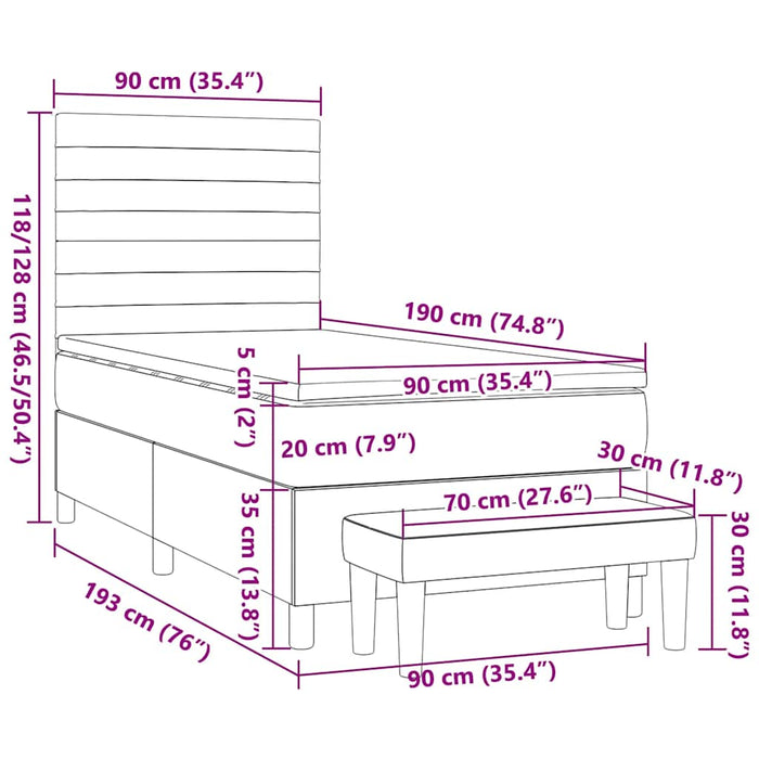 vidaXL Giroletto a Molle con Materasso Verde Scuro 90x200 cm Velluto