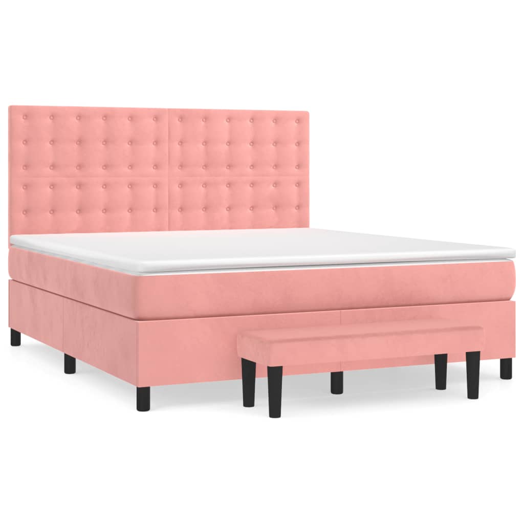 Giroletto a Molle con Materasso Rosa 180x200 cm in Velluto 3138102