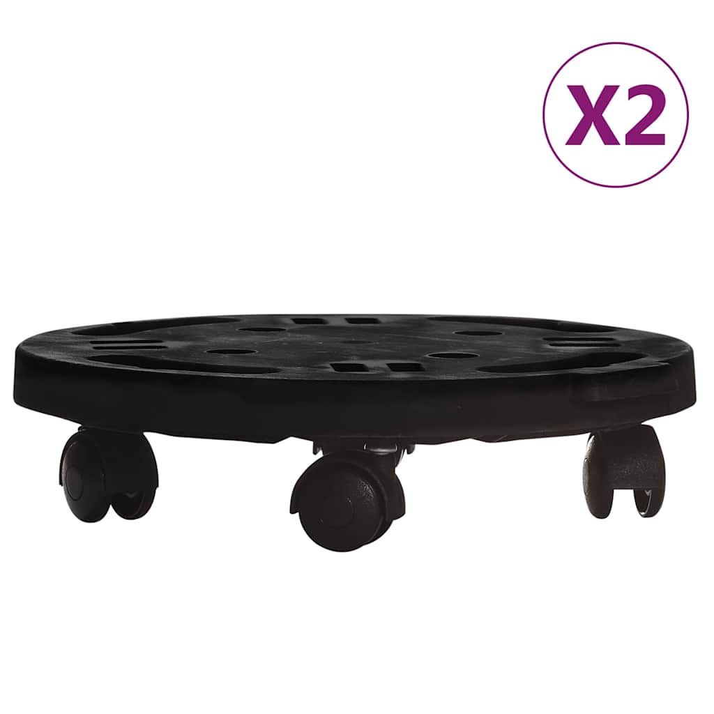Carrelli per Piante con Ruote 2 pz Diametro 30 cm Neri 170 kg cod mxl 73405