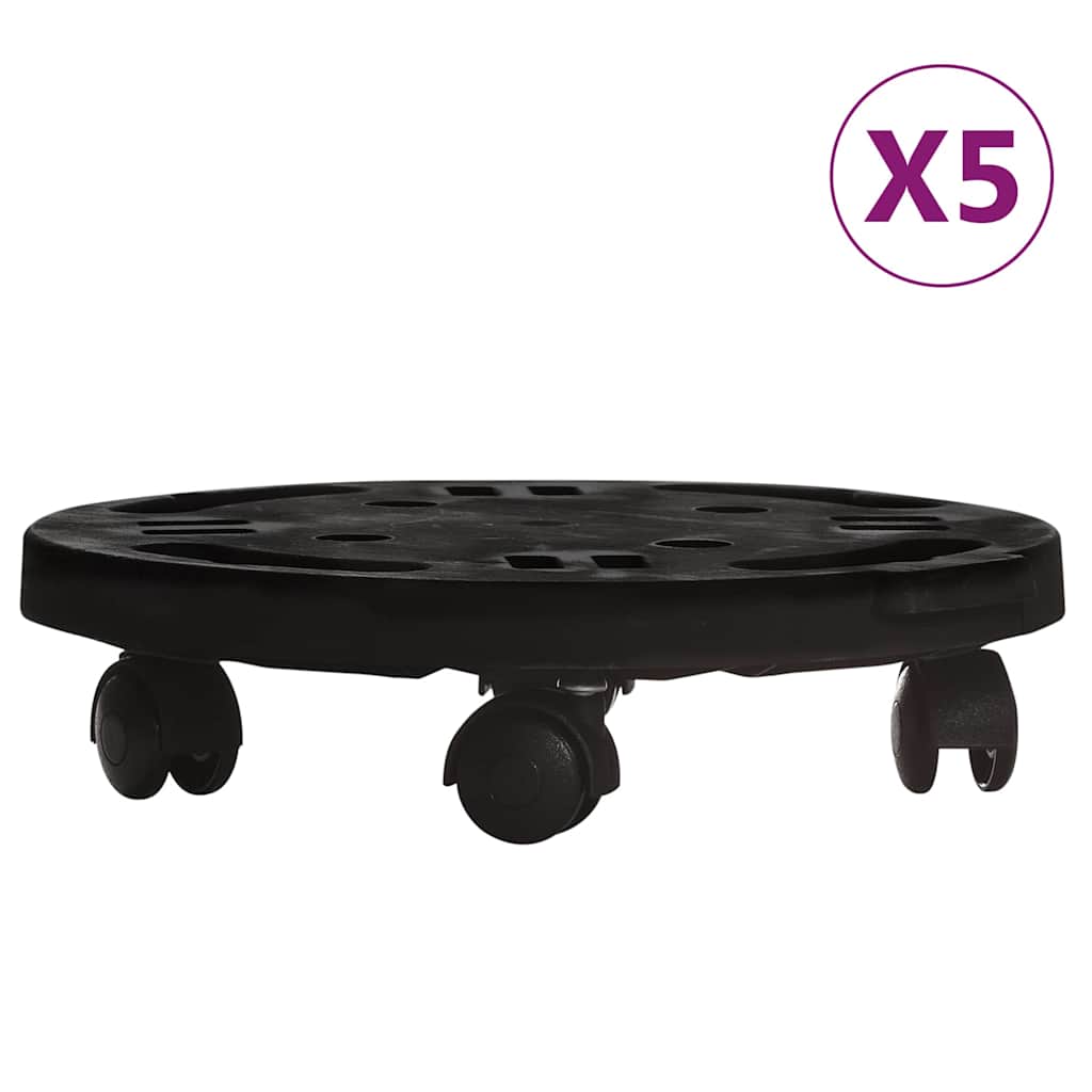 Carrelli per Piante con Ruote 5 pz Diametro 30 cm Neri 170 kg cod mxl 65133