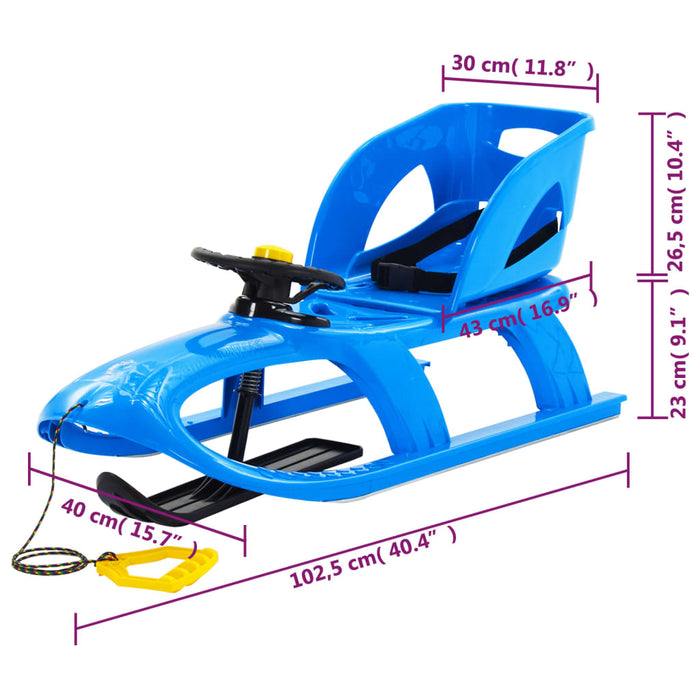 Slittino con Seduta e Volante Blu 102,5x40x23 cm Polipropilene 93727